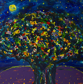 Tree with a Full Moon and Stars No.2